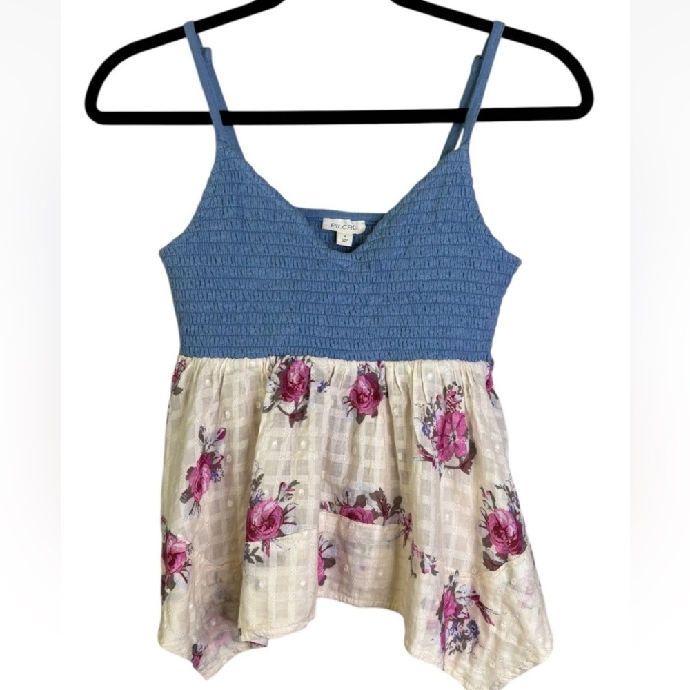 Anthropologie Pilcro Heritage Hanky Hem Tank Small S Floral Y2K Cottagecore - Picture 2 of 5